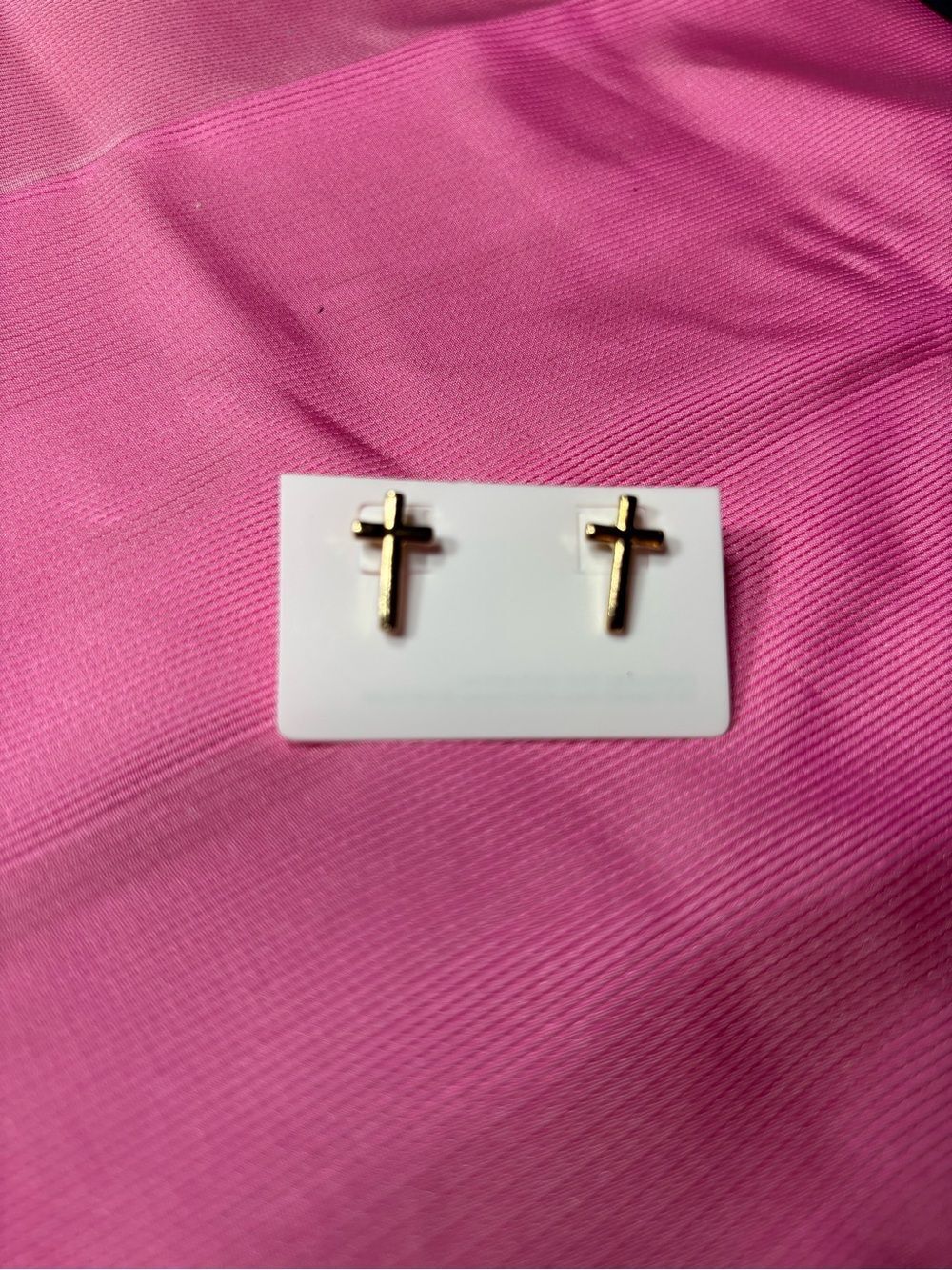 New Gold Cross Stud Earrings - Minimal Religious Jewelry